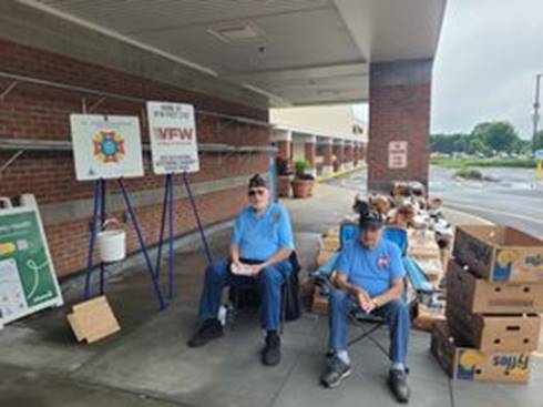 Our food drive last Saturday went well. We collected 472# of food & $908. All the food & money was given to Mid Coast Hunger Prevention Program today. Our sincere thank you to Cook’s Corner Shaw’s for allowing us to conduct the drive, & to Sports Clips of Topsham for participating. Members Dale Brown, Ed Harmon, Davielle Hawks, John Kennedy, Mitchell Mrvichin, Archie Pelley, & Roger Stevens all participated in the drive. A special shout out & thank you to Arthur Richardson of V. E. T. S. Inc. who was with us the entire day. To all, be proud of your post, we do make a difference. Roger Stevens